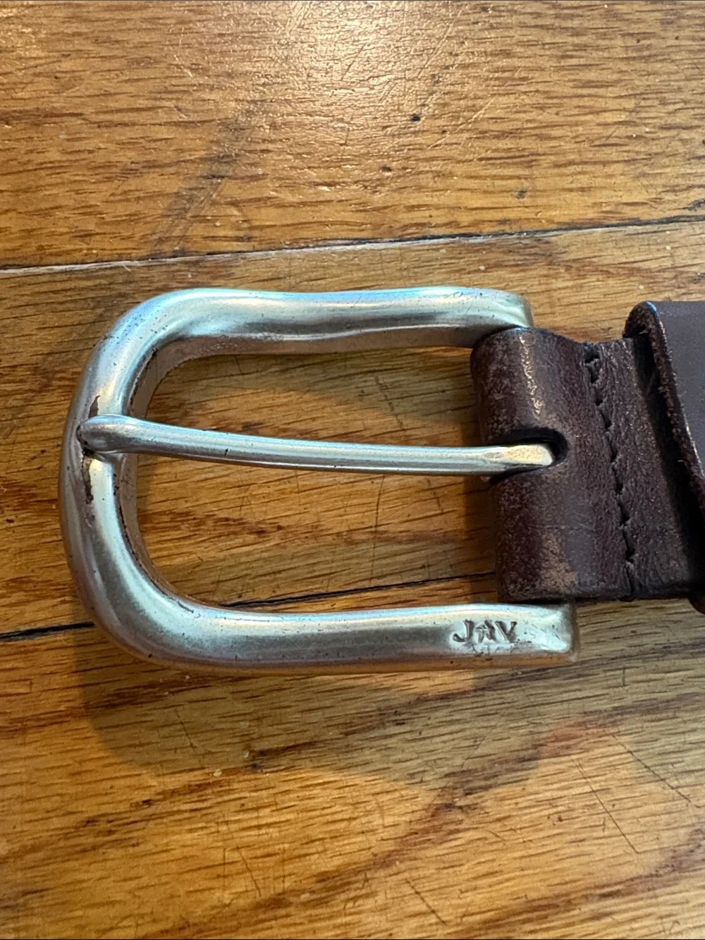 John Varvatos Dark Brown Leather Belt with Silver Buckle